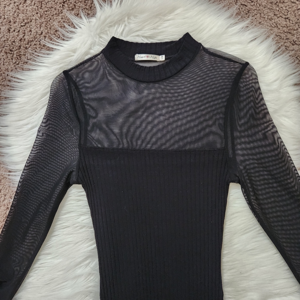 Black Sheer Mesh Dress
